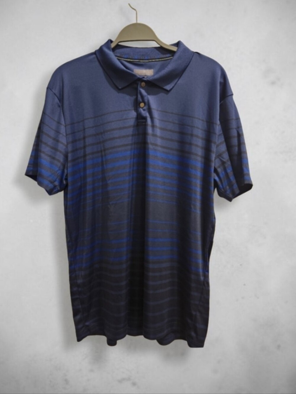 Men's Blue Striped Snap Button Polo Shirt